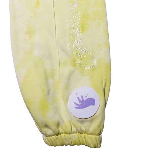 Nike Women's Sweatpants Sportswear Fleece Yellow Tie Dye Size Small Oversized - Picture 4 of 12